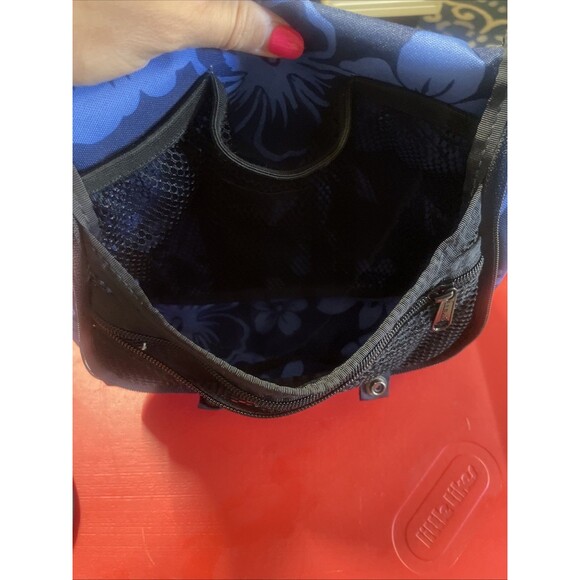 L. L. Bean Toiletry Shower Hook Floral Blue Hawaiian Tropical Hanging Travel Bag - Picture 7 of 10
